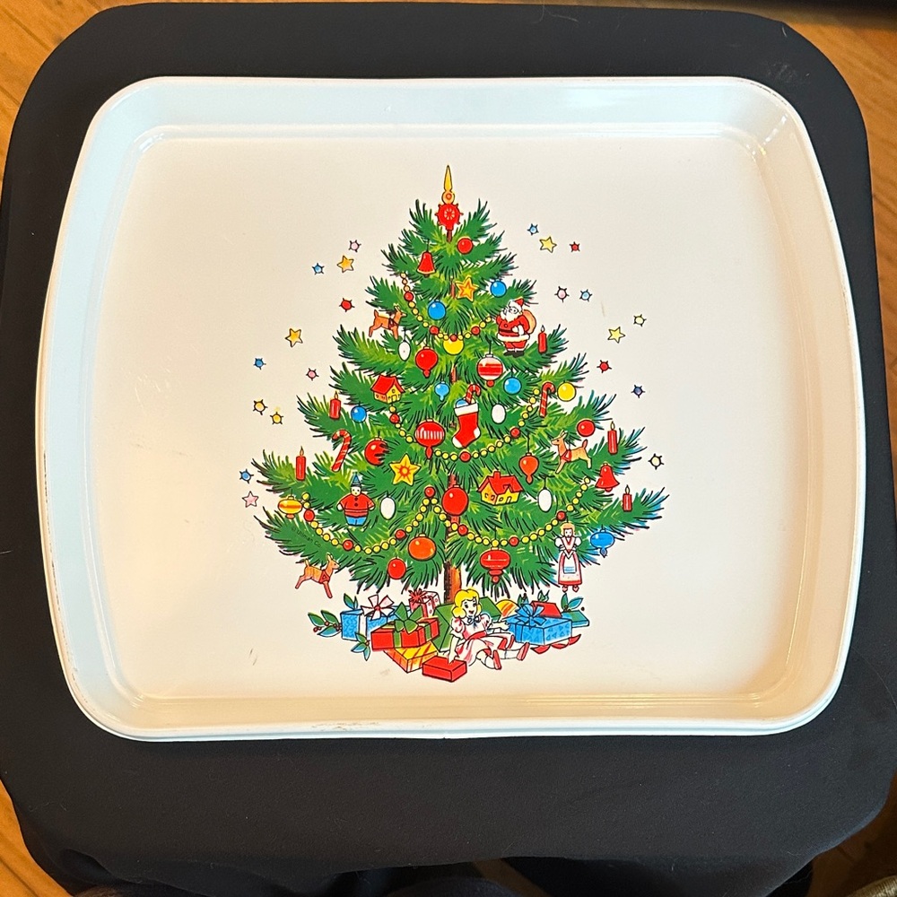 Vtg Christmas ULLMAN Plastic Serving Tray 12” X 10” for Cookies & Hors D'oeuvres